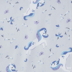 Printed Cotton INGELA Pearl / Cornflower Blue